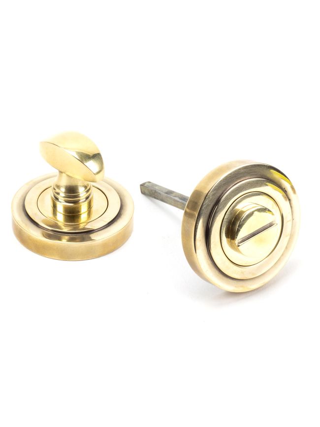 Aged Brass Round Thumbturn Set (Art Deco)