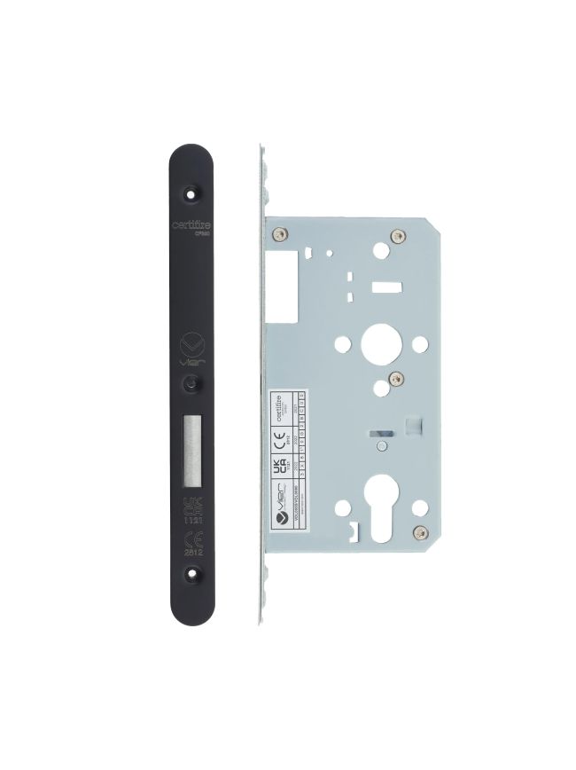 Zoo Hardware 2 Piece - DIN euro deadlock - backset 60mm - radius - Black