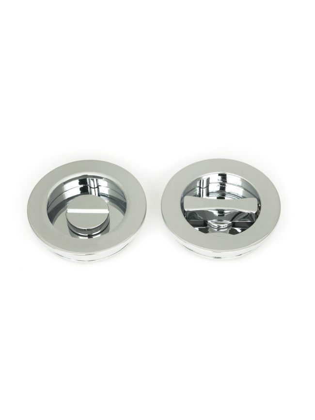 Polished Chrome 60mm Plain Round Pull - Privacy Set