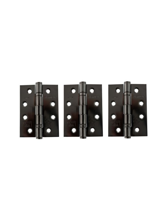Atlantic Ball Bearing Hinges Grade 13 Fire Rated 4" x 3" x 3mm set of 3 - Black Nickel