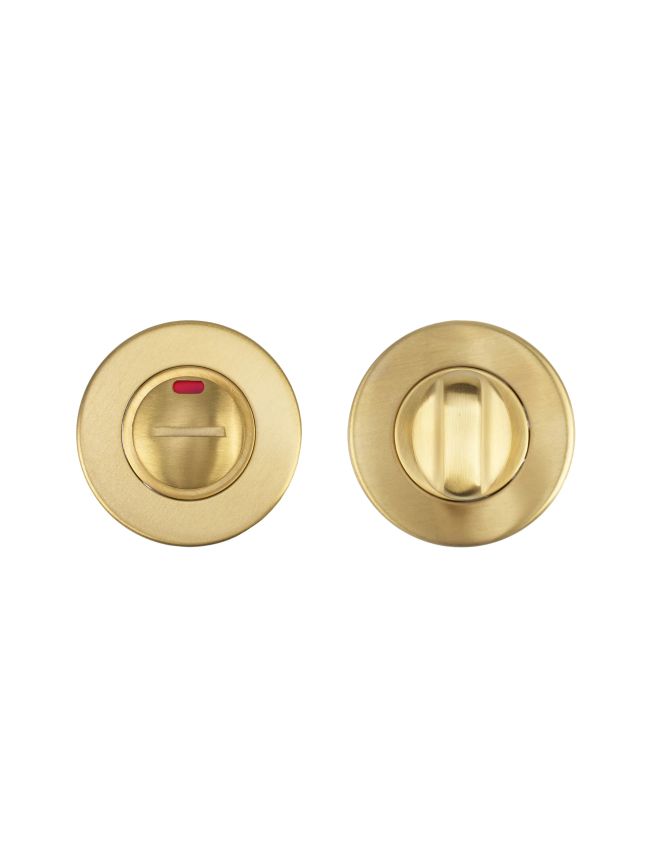 Zoo Hardware Turn and Release with Indicator complete with escutcheon and 5mm spindle - 52mm Rose - Grade 201 - Satin Brass