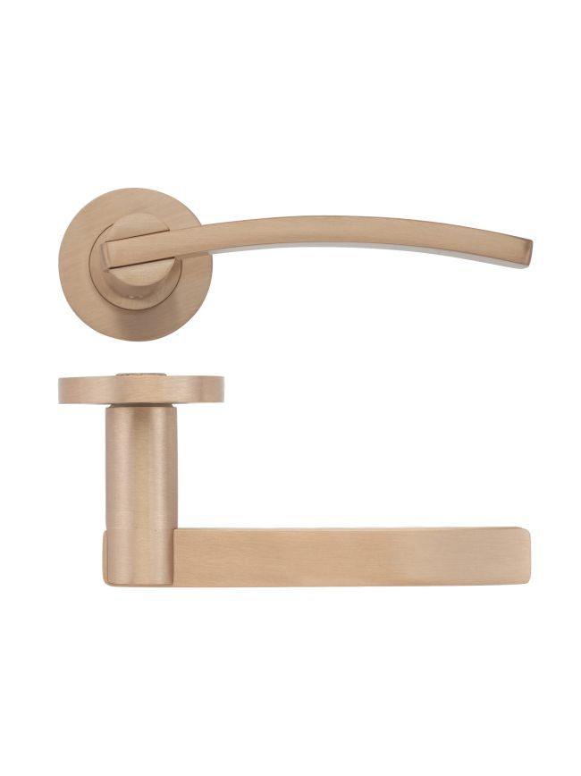 Zoo Hardware Adria lever on round rose - Tuscan Rose Gold