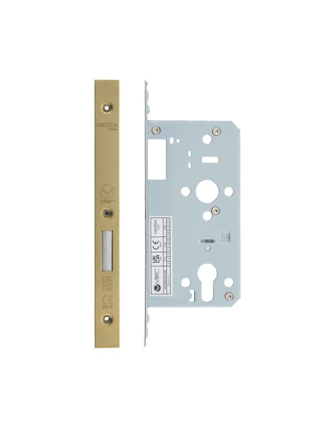 Zoo Hardware 2 Piece - DIN euro deadlock - backset 55mm - Brass
