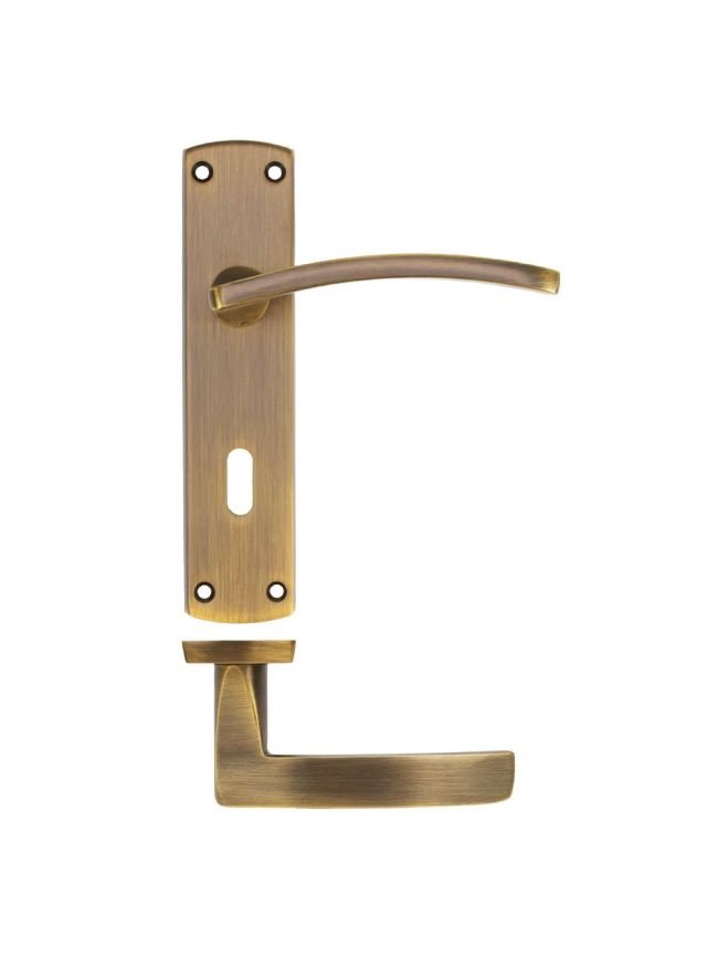Zoo Hardware Toledo lever on lock backplate - Antique Brass
