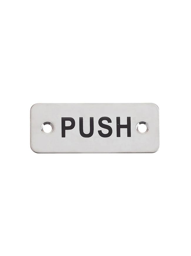 Zoo Hardware Rectangular Push Sign - 75 x 30mm - Satin Stainless