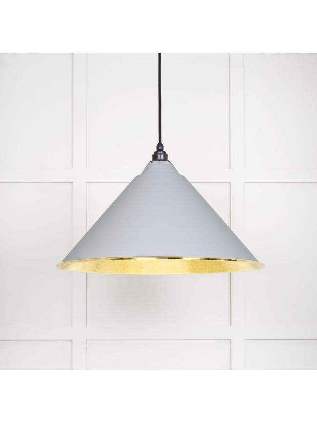 Hammered Brass Hockley Pendant in Birch