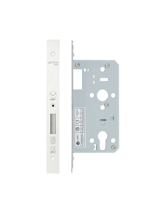 Zoo Hardware 2 Piece - DIN euro deadlock - backset 55mm - White