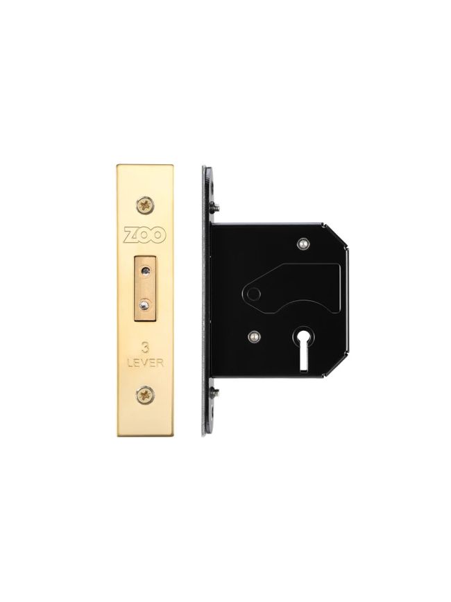 Zoo Hardware 3 Lever Replacement Dead Lock - 64mm c/w PVD Forend and Strike