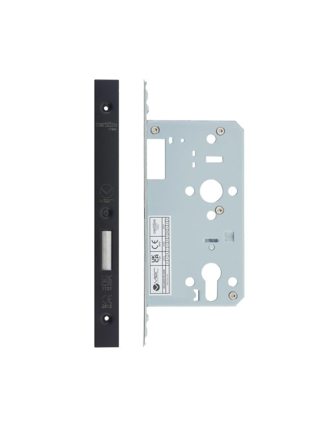 Zoo Hardware 2 Piece - DIN euro deadlock - backset 60mm - Black