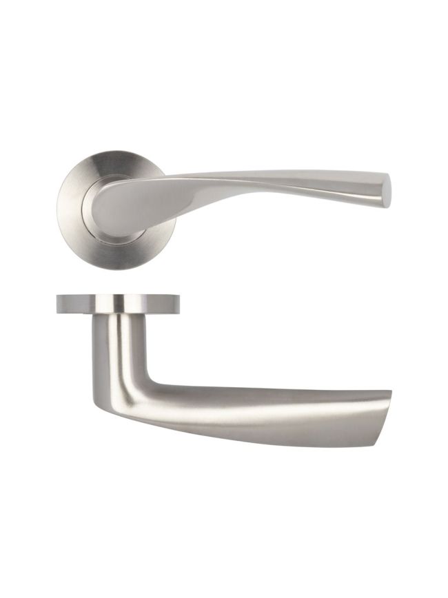 Vecta Door Handle on Rose Grade 304 Satin Stainless Steel - By Frelan Hardware - JSS501