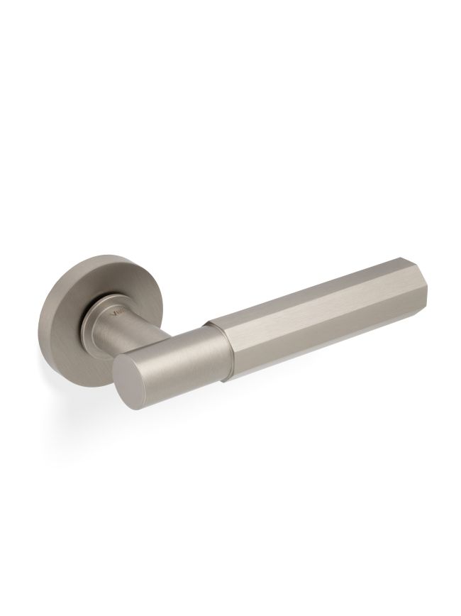 Valli Antonio Citterio Lever on Round Rosette (Esagono) - Satin Nickel PVD