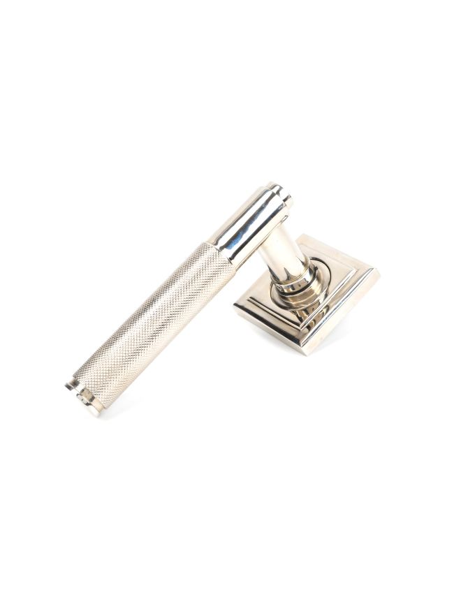 Polished Nickel Brompton Lever on Rose Set (Square) - Unsprung
