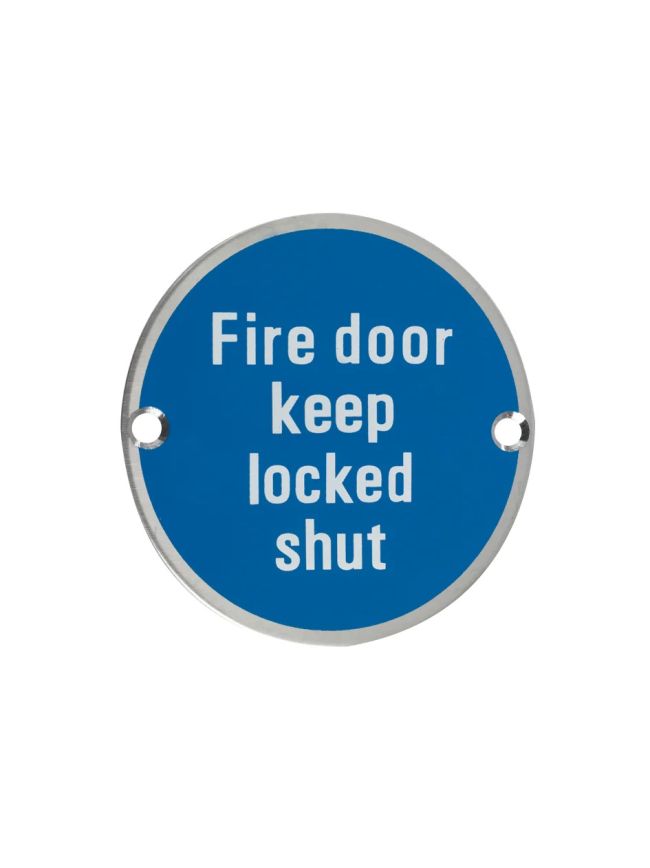 Zoo Hardware Fire Door Keep Locked Shut - 76mm dia - Satin Stainless