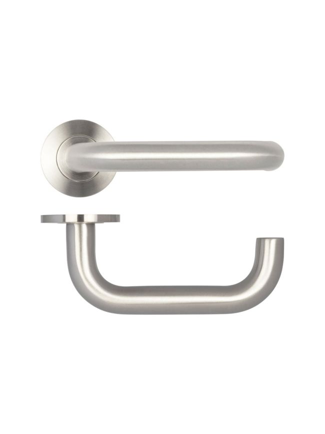 Orbit 19mm Door Handle on 5mm Sprung Rose Grade 304 Satin Stainless Steel - By Frelan Hardware - JSS01