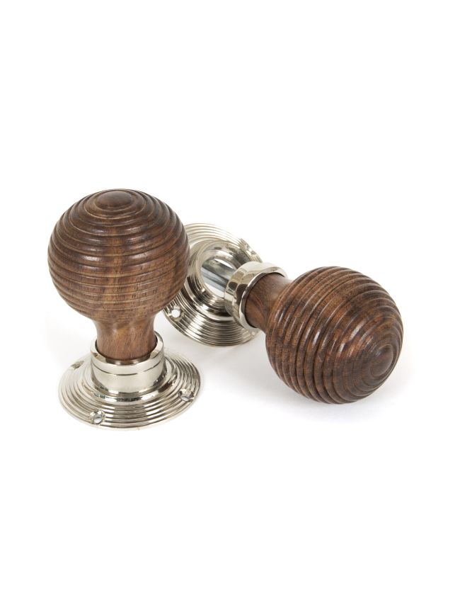 Rosewood and Polished Nickel Beehive Mortice/Rim Knob Set