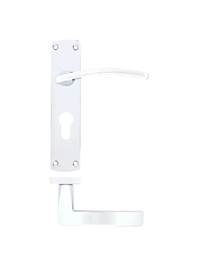 Zoo Hardware Toledo lever on euro backplate - Polished Chrome