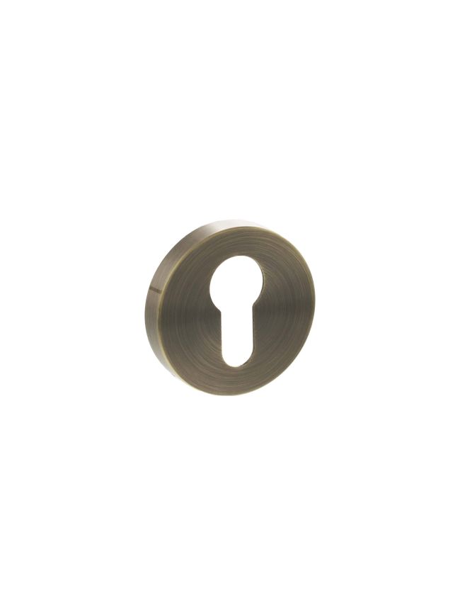 Senza Pari Euro Escutcheons on Minimal Round Rose - Antique Brass (Pair)