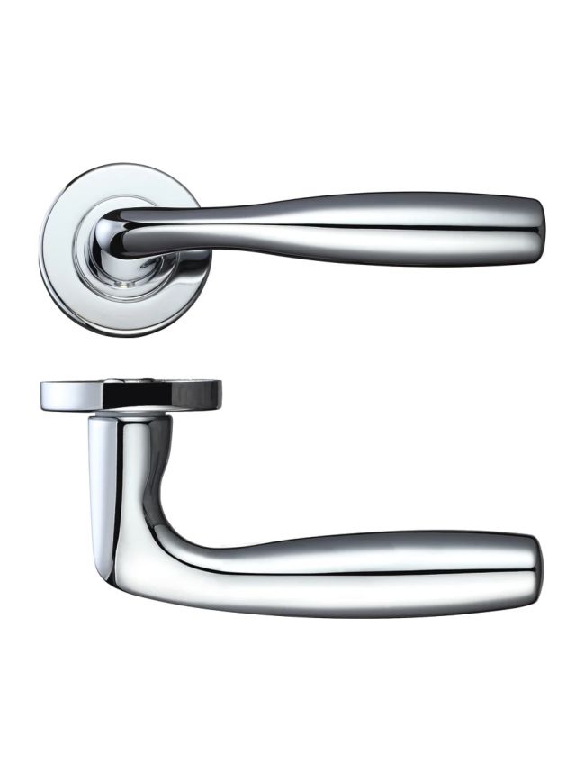 Zoo Hardware Corvus lever on round rose - Polished Chrome