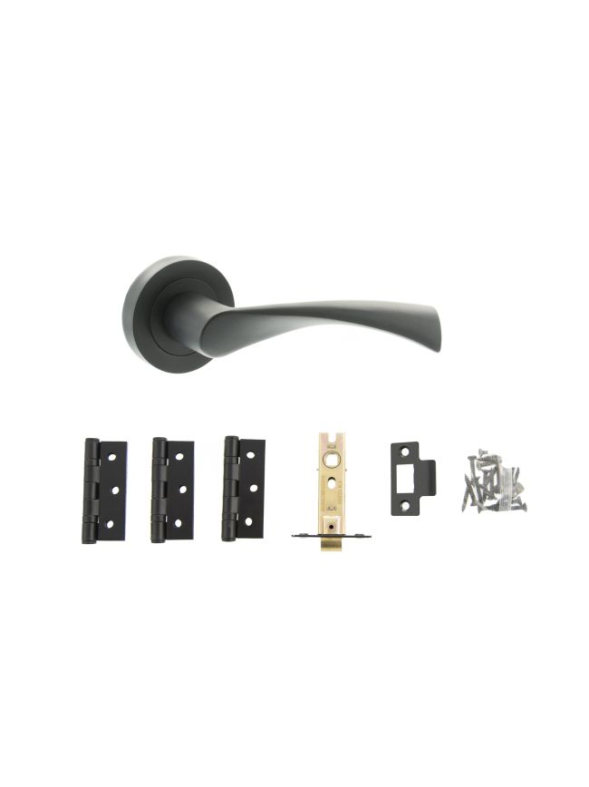 Atlantic Colorado Door Pack Bundle (3" Latch, 3"x2" Hingesx3) - Matt Black