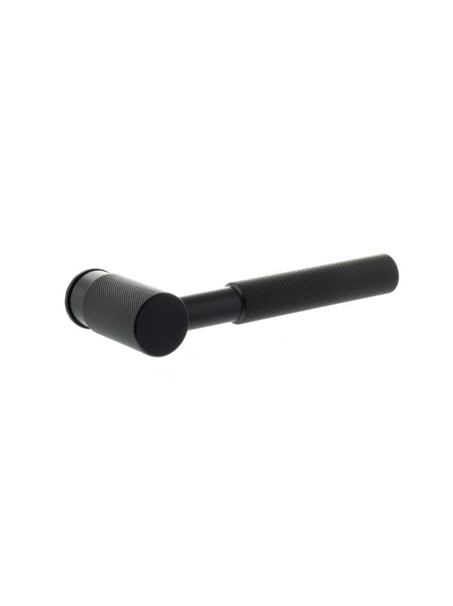 Millhouse Brass Mason Lever Door Handle on Concealed Round Rose - Matt Black (Pair)