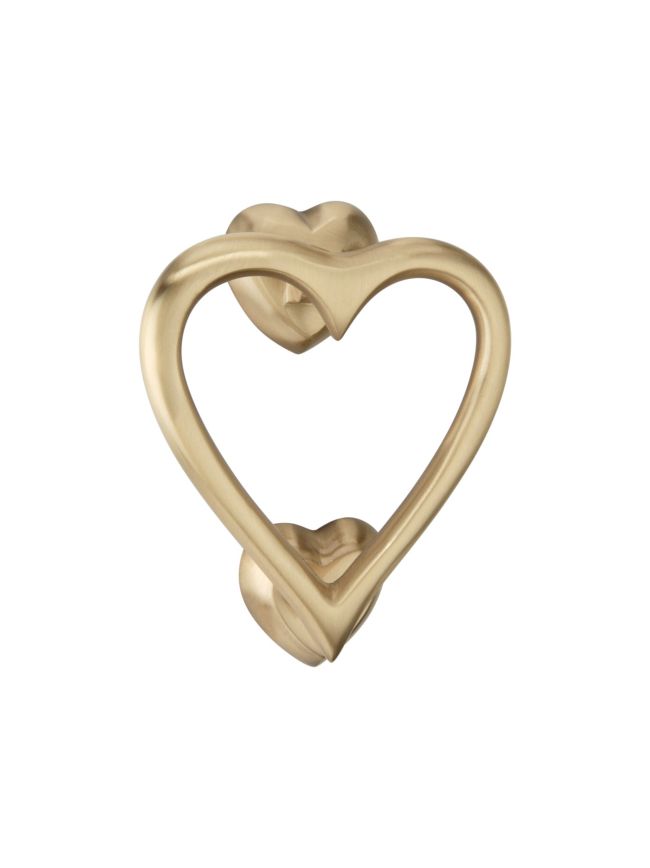 Heart Door Knocker Satin Brass
