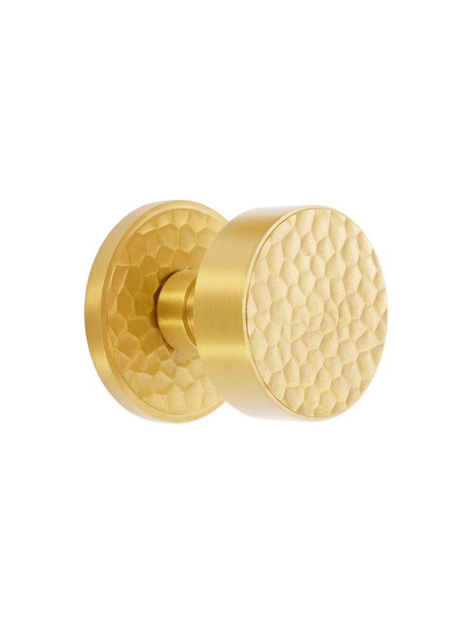 Hammered Knurlmond Mortice Door Knob Satin Brass