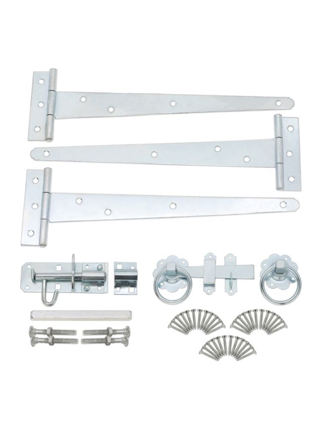 10" 250mm Plain Ring Gate Ironmongery Kit Zinc