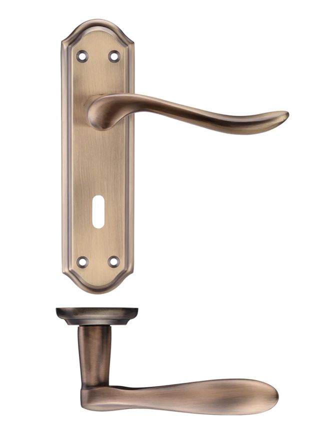 Zoo Hardware Project Lincoln lever on lock backplate - Bronze
