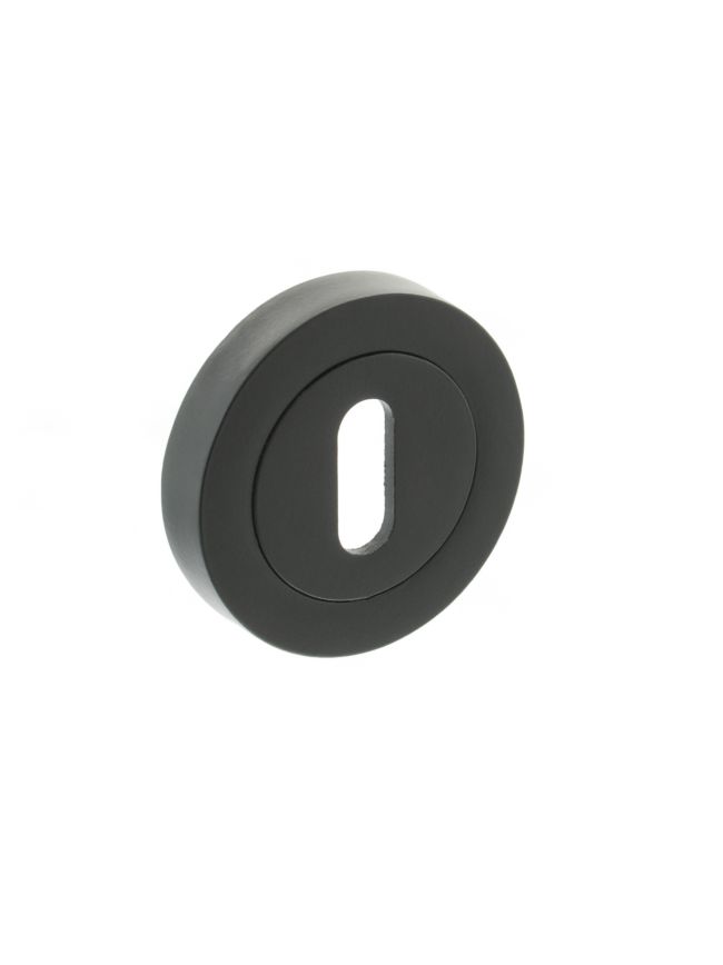 Millhouse Brass Key Escutcheons on Round Rose - Matt Black (Pair)