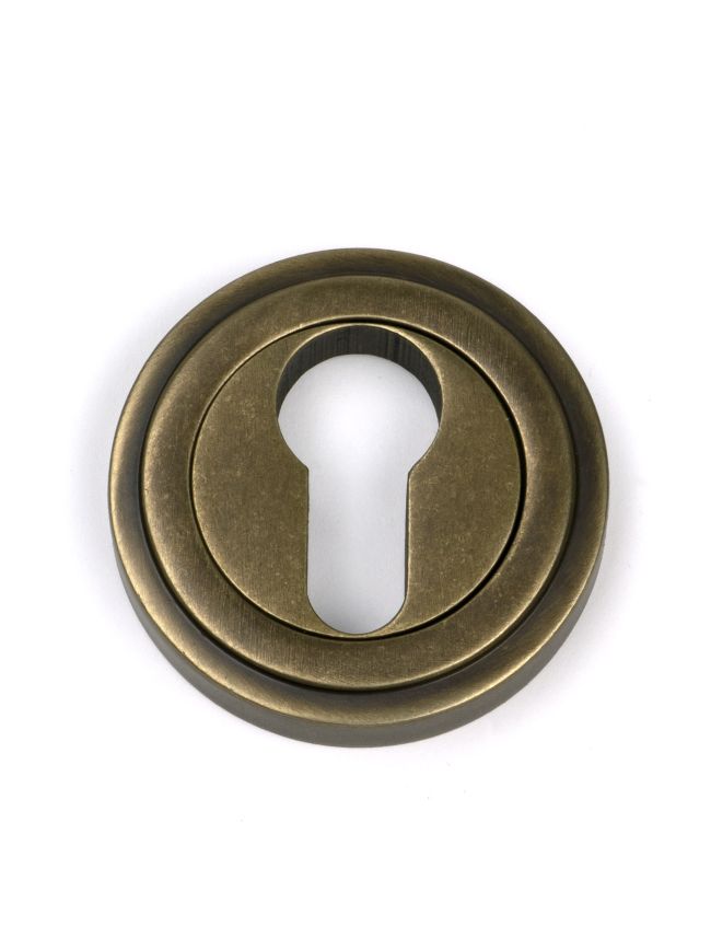 Burnished Brass Round Euro Escutcheon (Art Deco)