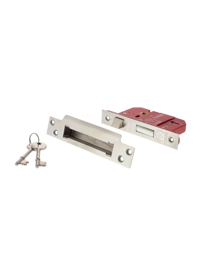 Atlantic 5 Lever Key Sashlock [BS] Keyed Alike 2.5" - Satin Chrome