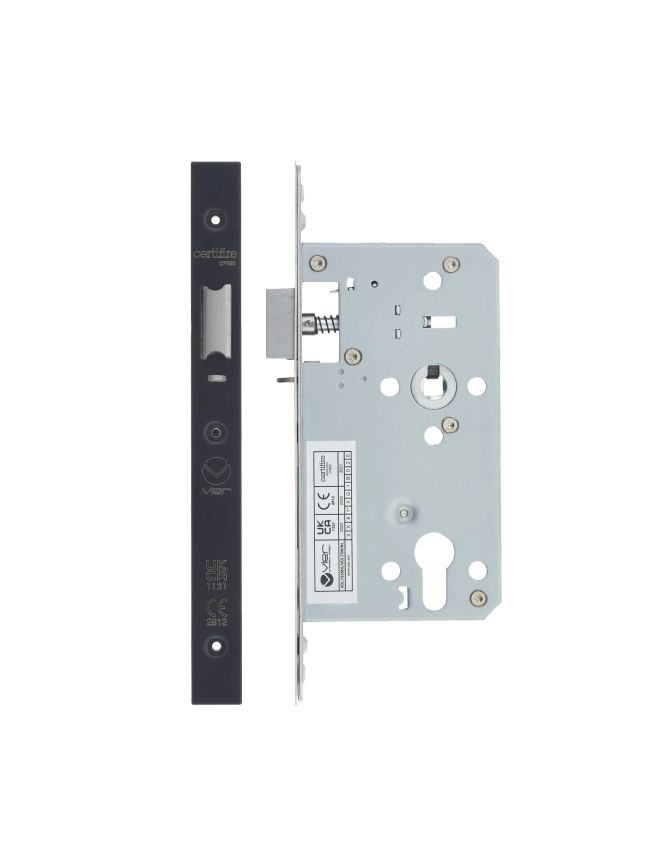 Zoo Hardware 2 Piece - DIN night latch - 72mm c/c - backset 60mm - Black