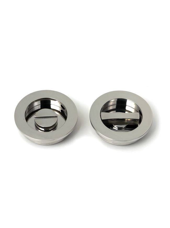 Polished Marine SS (316) 60mm Plain Round Pull - Privacy Set