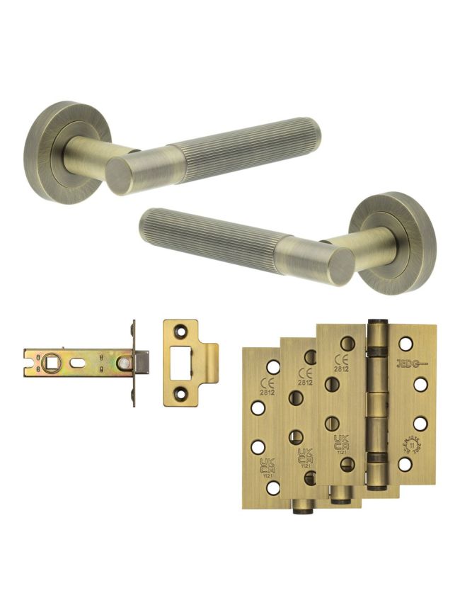 Complete Venice Door Handle Pack - Internal Doors - Antique Brass - By Frelan Hardware - JE-F3A-AB