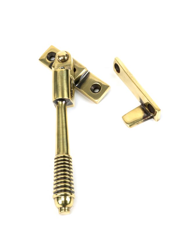 Aged Brass Night-Vent Locking Reeded Fastener