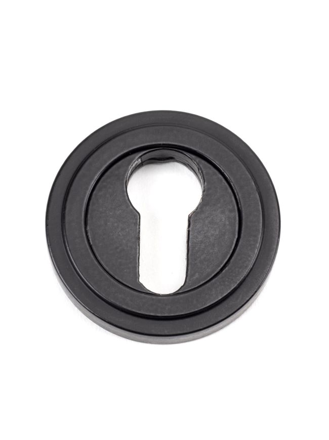 Matt Black Round Euro Escutcheon (Art Deco)