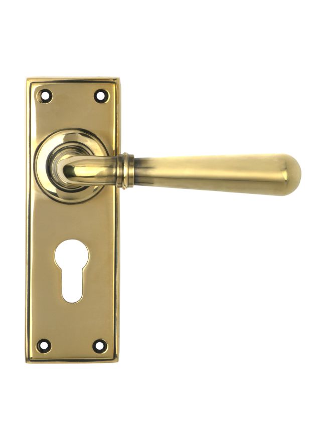 Aged Brass Newbury Lever Euro Lock Set
