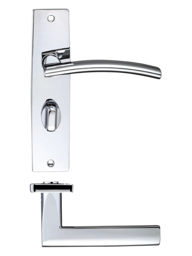 Zoo Hardware Amalfi lever on bathroom backplate - Polished Chrome