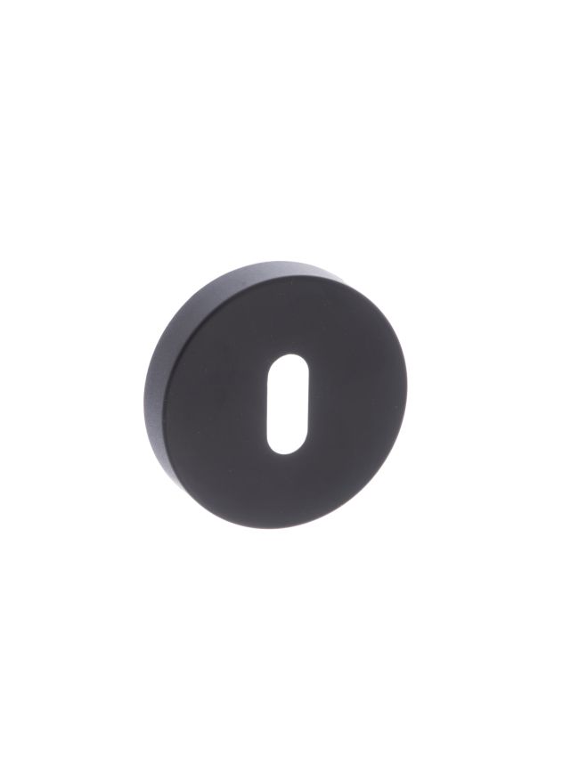 Forme Key Escutcheons on Minimal Round Rose - Matt Black (Pair)