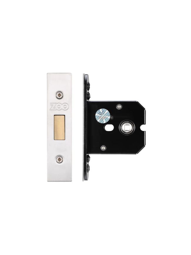 Zoo Hardware Flat Dead lock - 64mm C/W Stainless Steel Forend and Strike