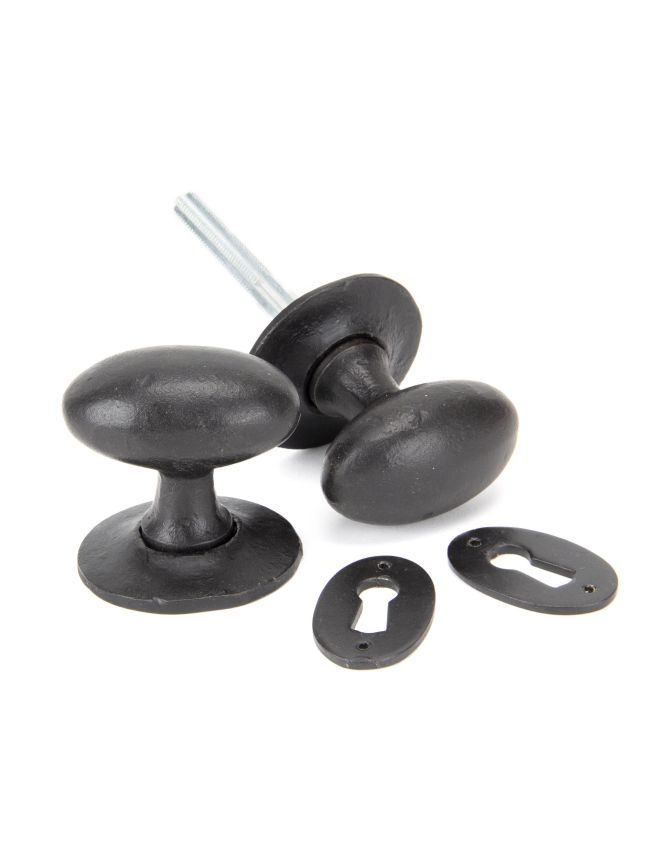 External Beeswax Oval Mortice/Rim Knob Set