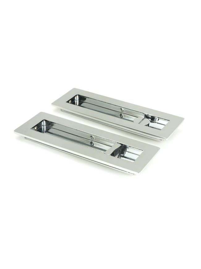 Polished Chrome 175mm Plain Rectangular Pull - Privacy Set