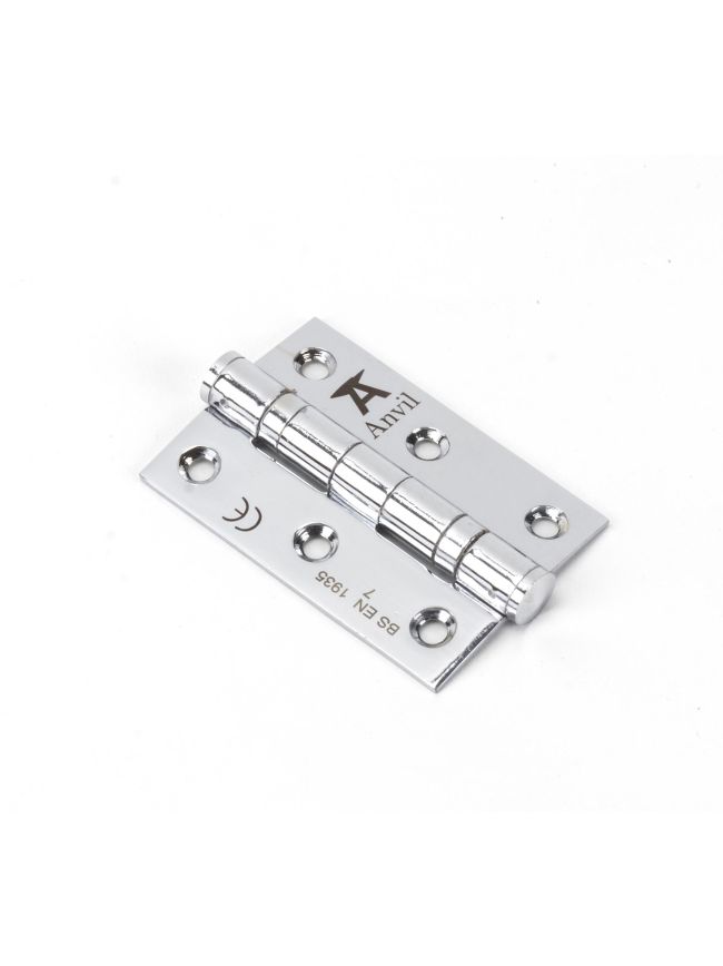 Polished Chrome 3" Ball Bearing Butt Hinge (pair) ss