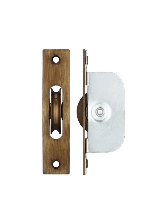 Zoo Hardware Brass Ball Bearing Pulleys - 1 3/4" Square Forend - Bronze