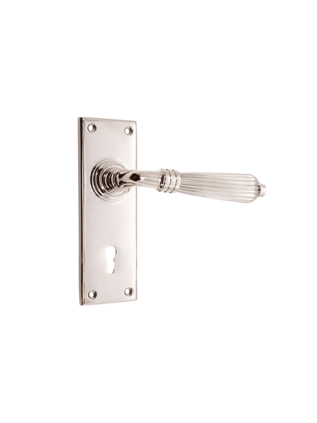 Regency Lever on Backplate Lock Polished Nickel