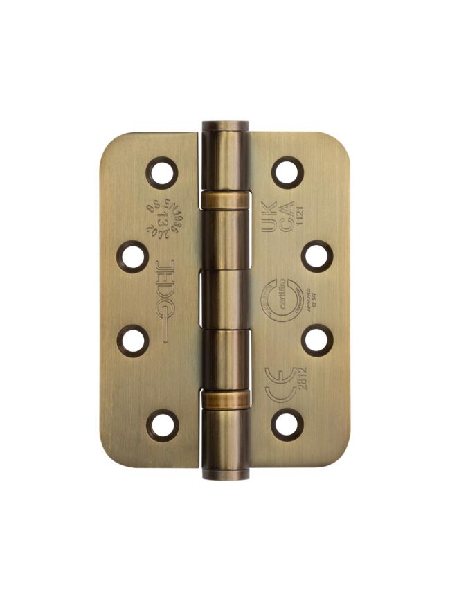 Jedo Stainless Steel Grade 13 Radiused Ball Bearing Hinges - 102x76x3mm - Antique Brass - Pair - J9500RAB