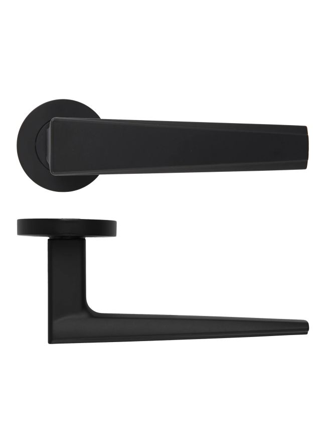 Zoo Hardware Veloce Lever On Round Rose - Oscuro Matt Black