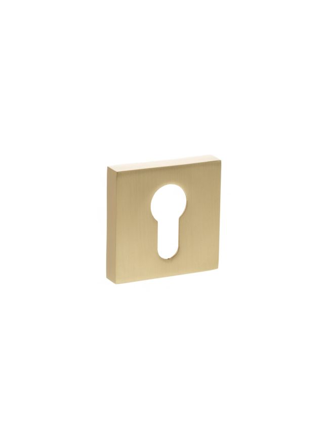 STATUS Euro Escutcheons on S4 Square Rose - Satin Brass (Pair)