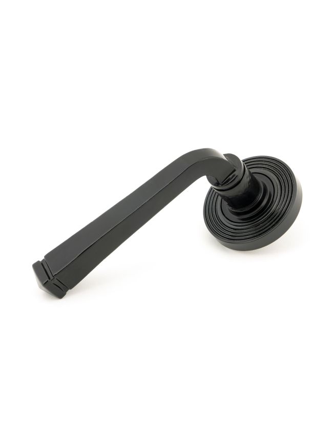 Black Avon Round Lever on Rose Set (Beehive)
