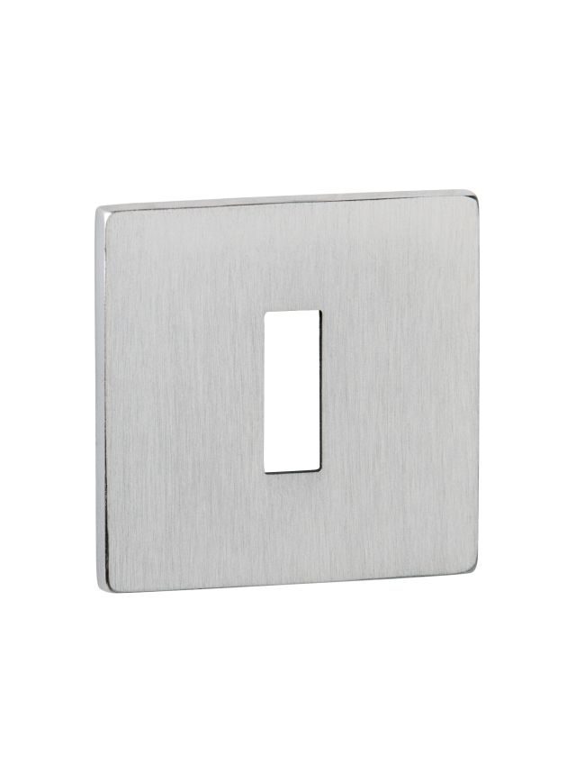 Tupai Rapido 5S Line Key Escutcheons on 5mm Slimline Square Rose - Satin Chrome (Pair)